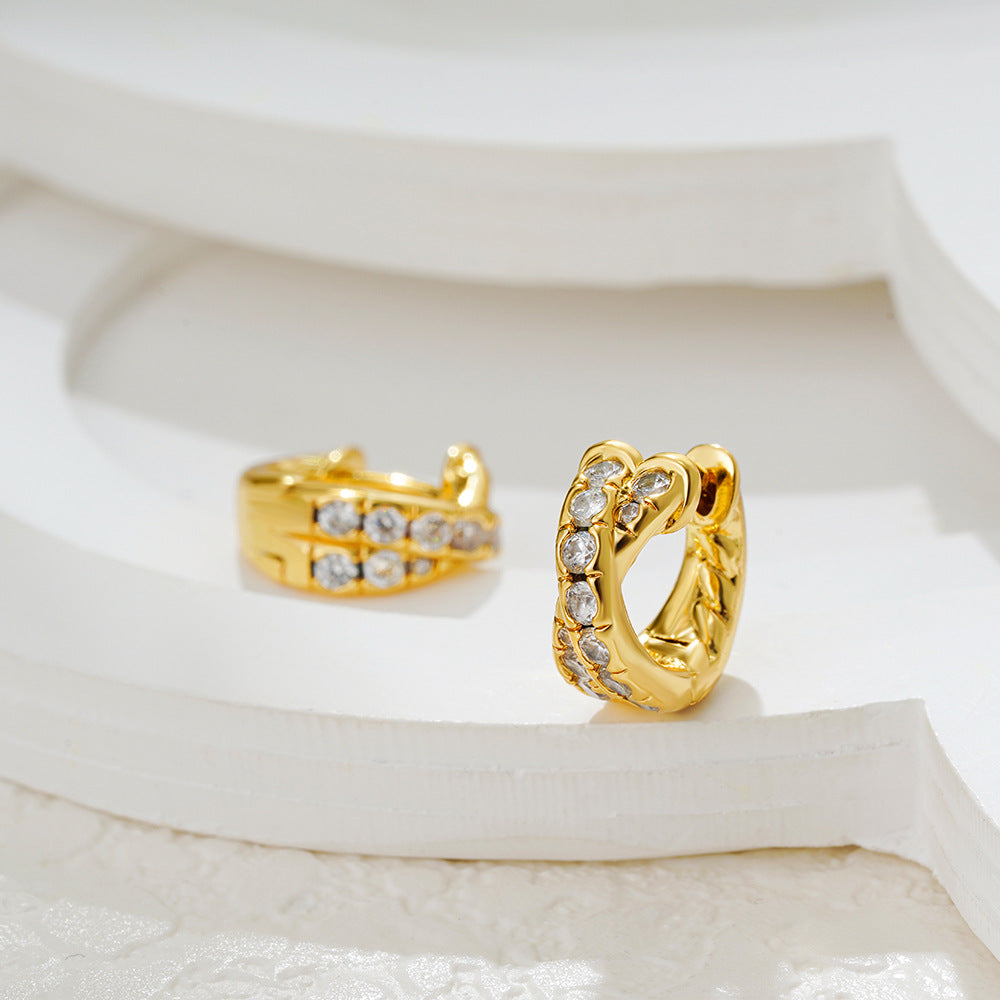 Wholesale Double Row Zircon Plated Earrings