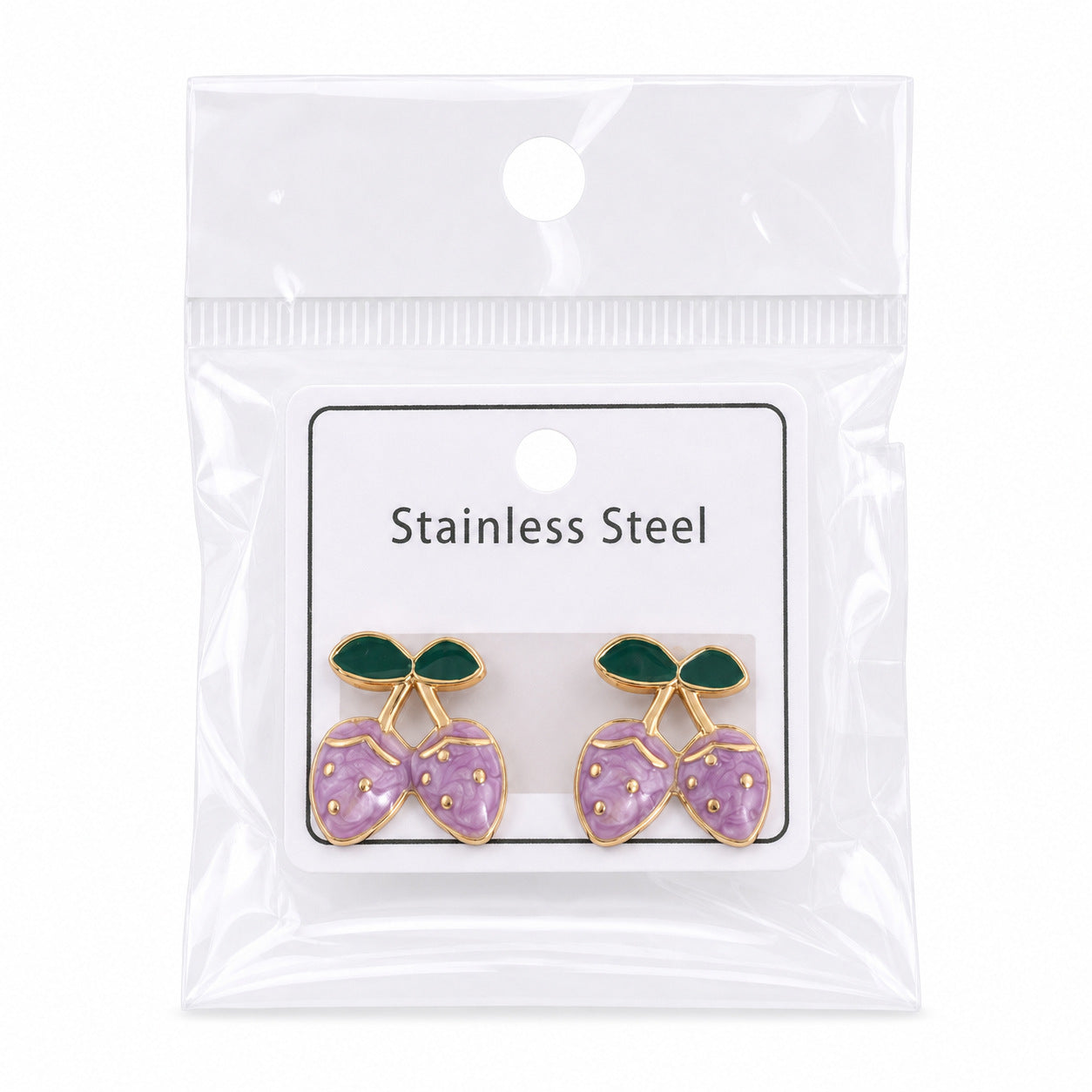 Wholesale 304 Stainless Steel Enamel Strawberry Earrings Fashion Fruit Jewelry Accessory for Party Gift