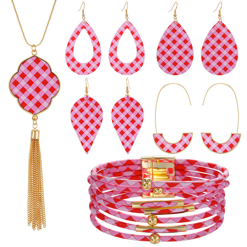 Wholesale Valentine's Day pink heart series earrings necklaces jewelry