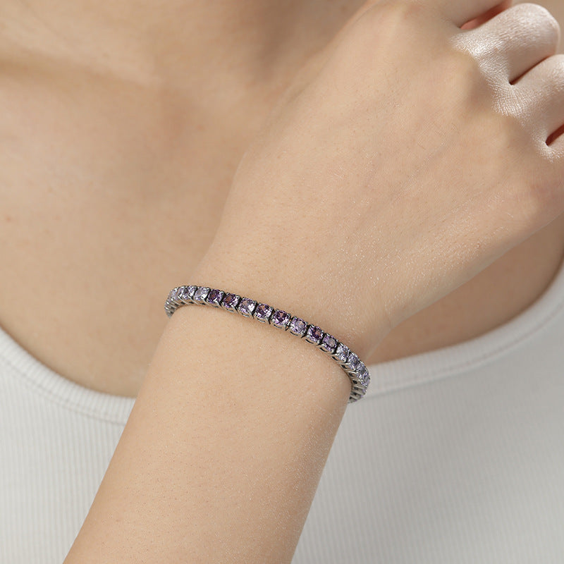 Wholesale  gradient zircon bracelet 4MM stainless steel polished jewelry