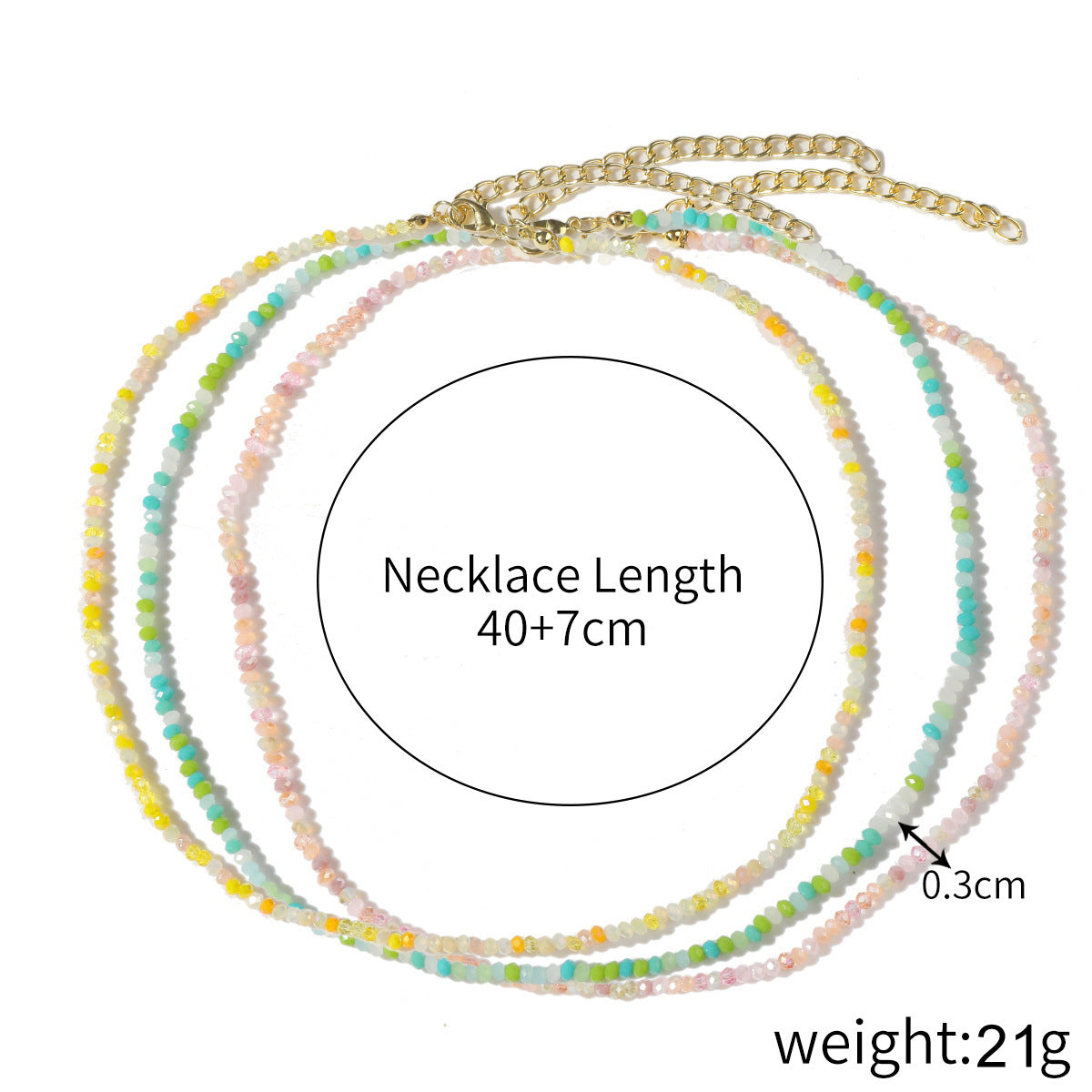 Wholesale  Non-Fading Simple Rice Bead Beaded Necklace Women' s Light Luxury Niche Design Color Crystal Necklace