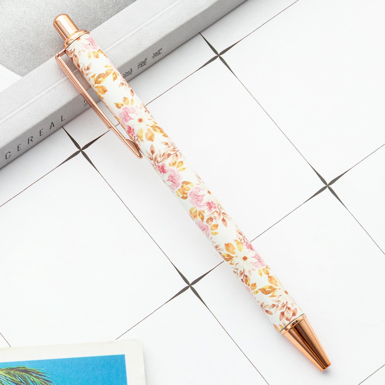 Wholesale Girl's Heart Flower Pen Small Fresh Press Foreskin Pen Gold Powder Press Ballpoint Pen ACC-PN-HuaHao001