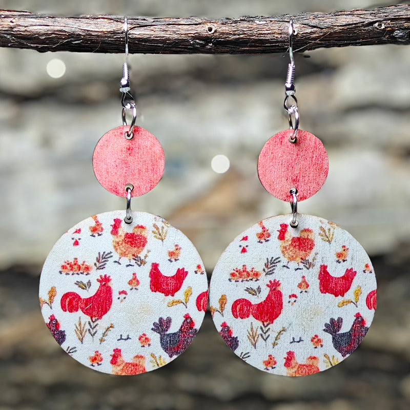 Wholesale Cute Chicken High Heels Polka Dot Double-Sided Stitching Earrings