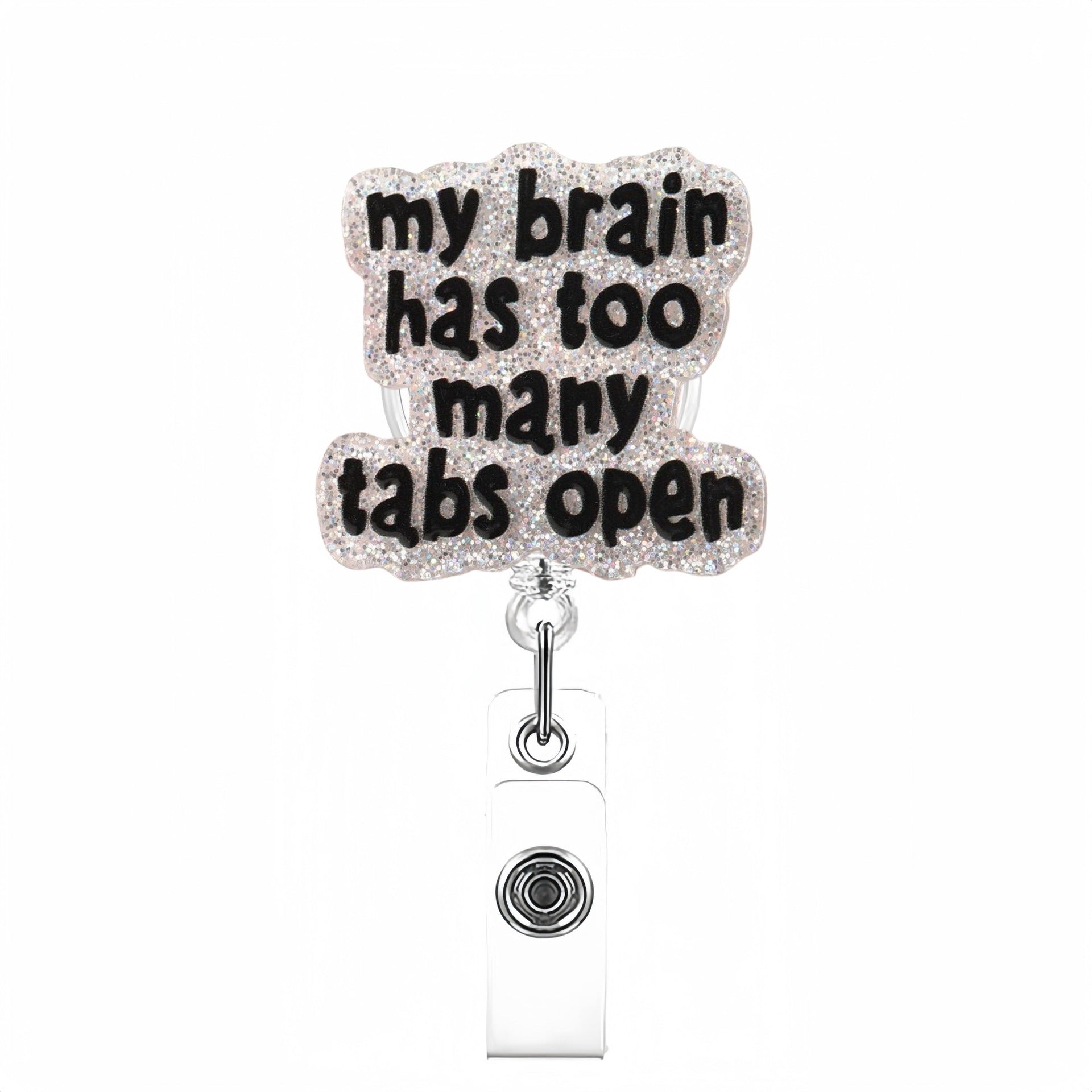 Wholesale Humorous and interesting short phrase acrylic Retractable Rotating Badge Keychain