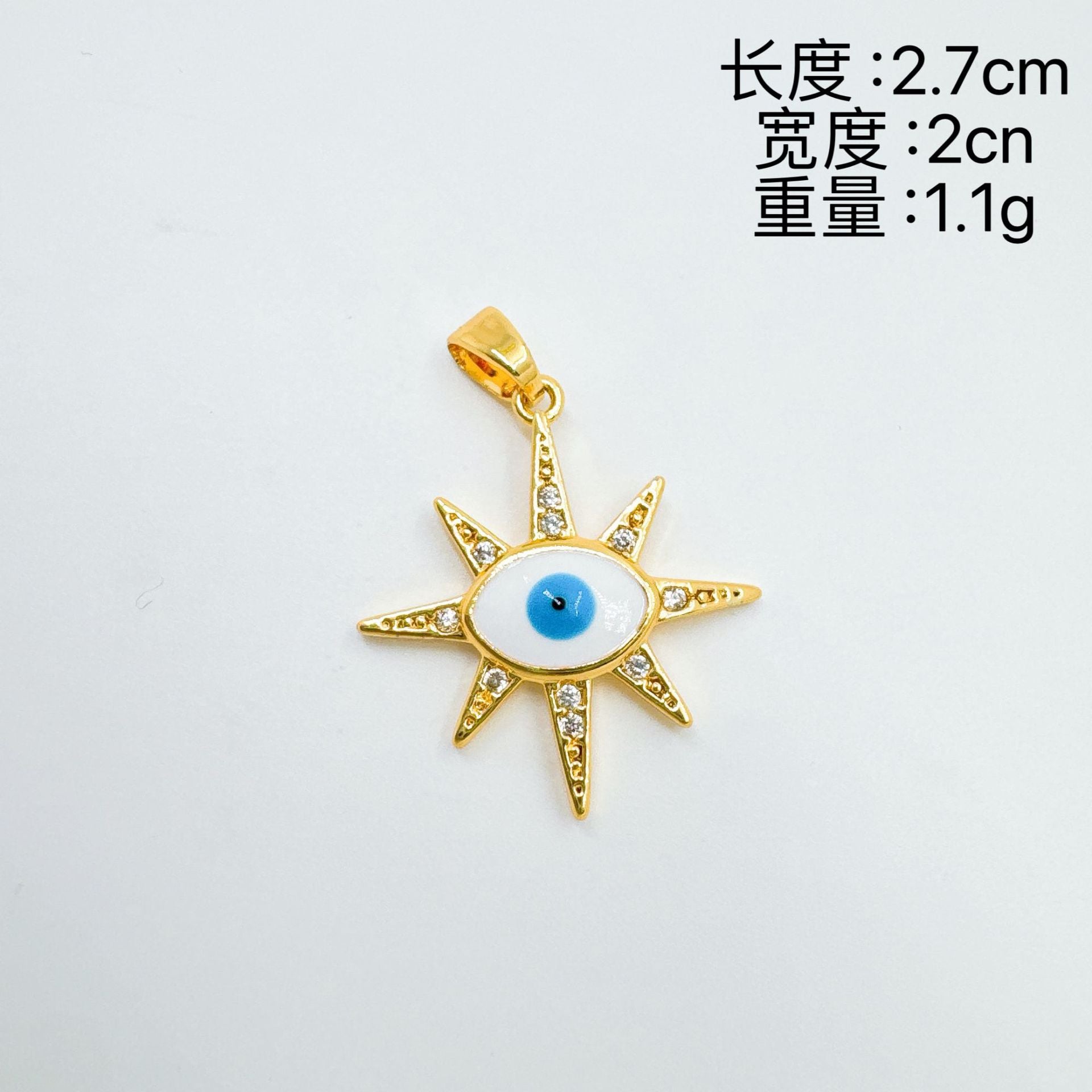 Wholesale Copper Gold Plated Evil Eye Pendant Necklace Eight Pointed Star Blue Charm For Jewelry Making