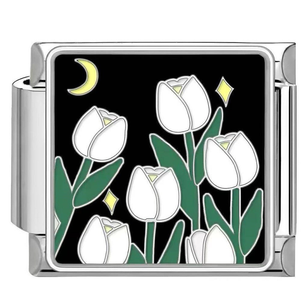 Wholesale DIY modular bracelet with floral pattern,  original design,  Italian Charms Bracelet