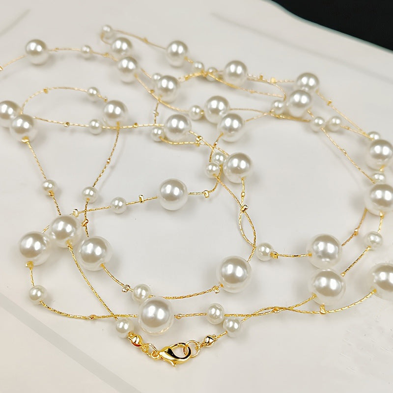 Wholesale long multi-layer pearl necklace