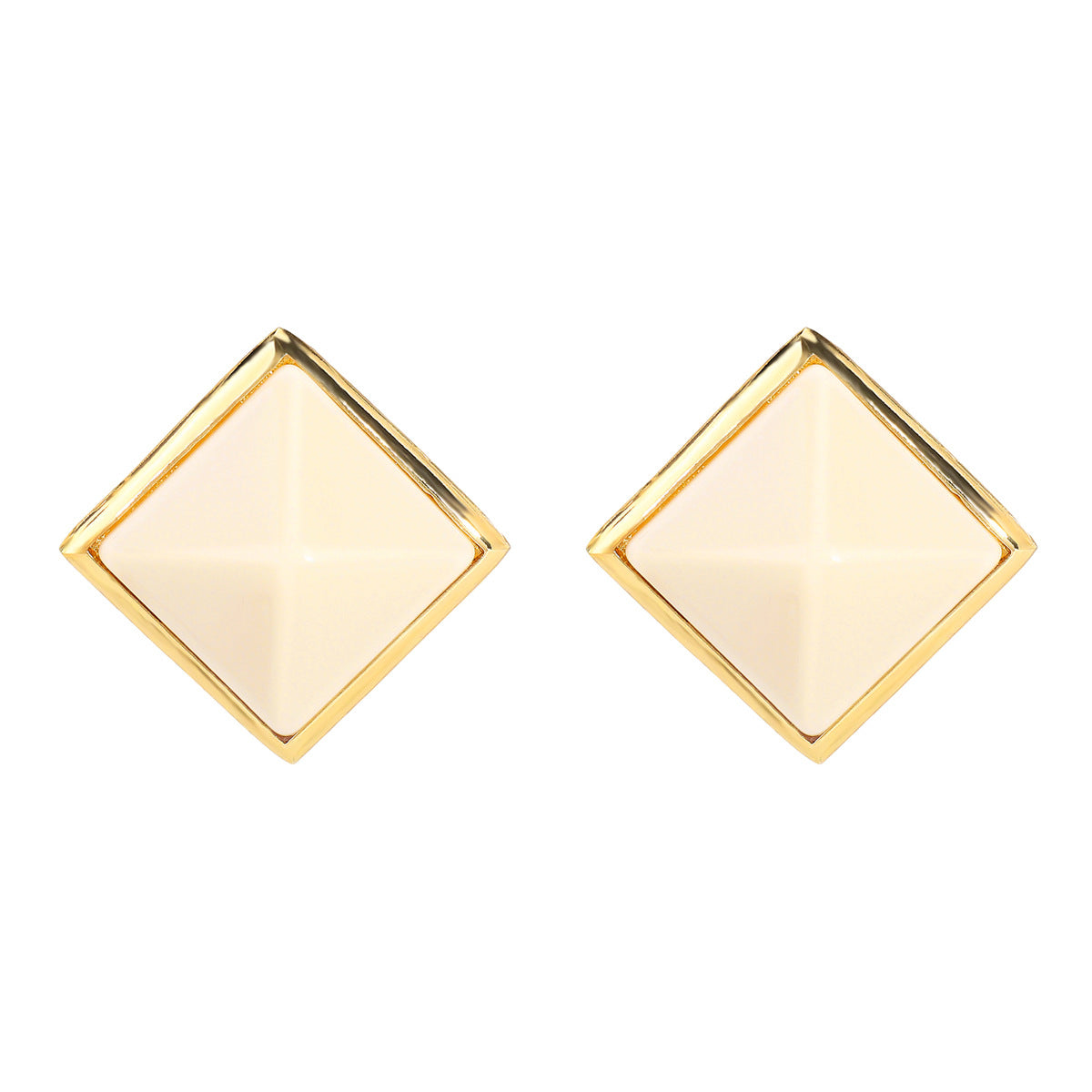 Wholesale geometric square earrings retro  simple spire diamond resin earrings