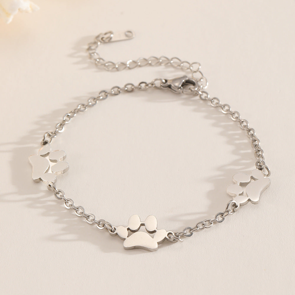 Wholesale Stainless steel pet paw print bracelet