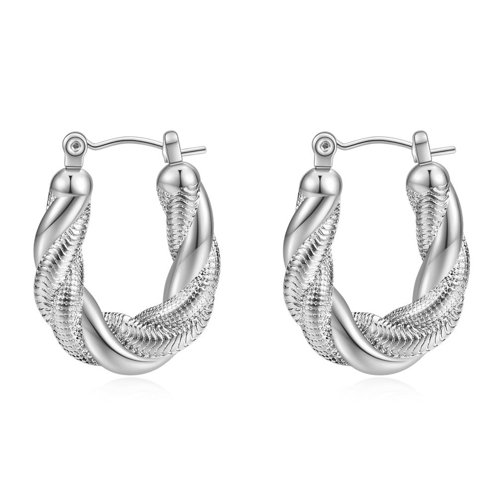 Wholesale  irregular twist snake chain stainless steel earrings