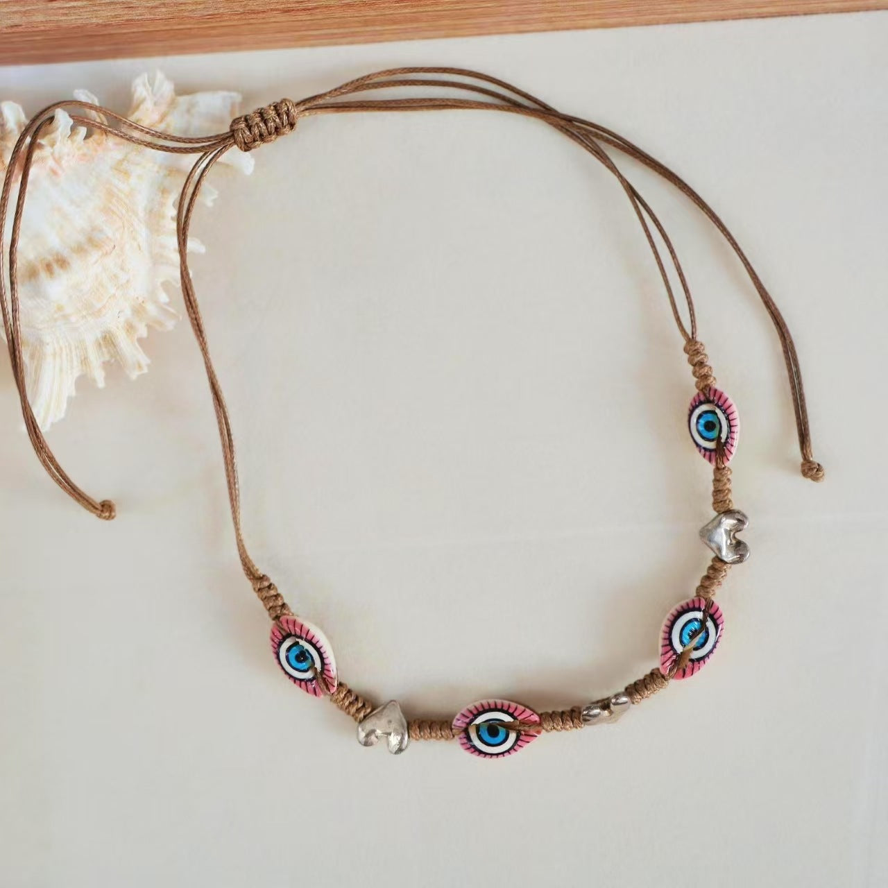 Wholesale Shell Bead Evil Eye Necklace Geometric Fashion Accessory for Boutique Resale