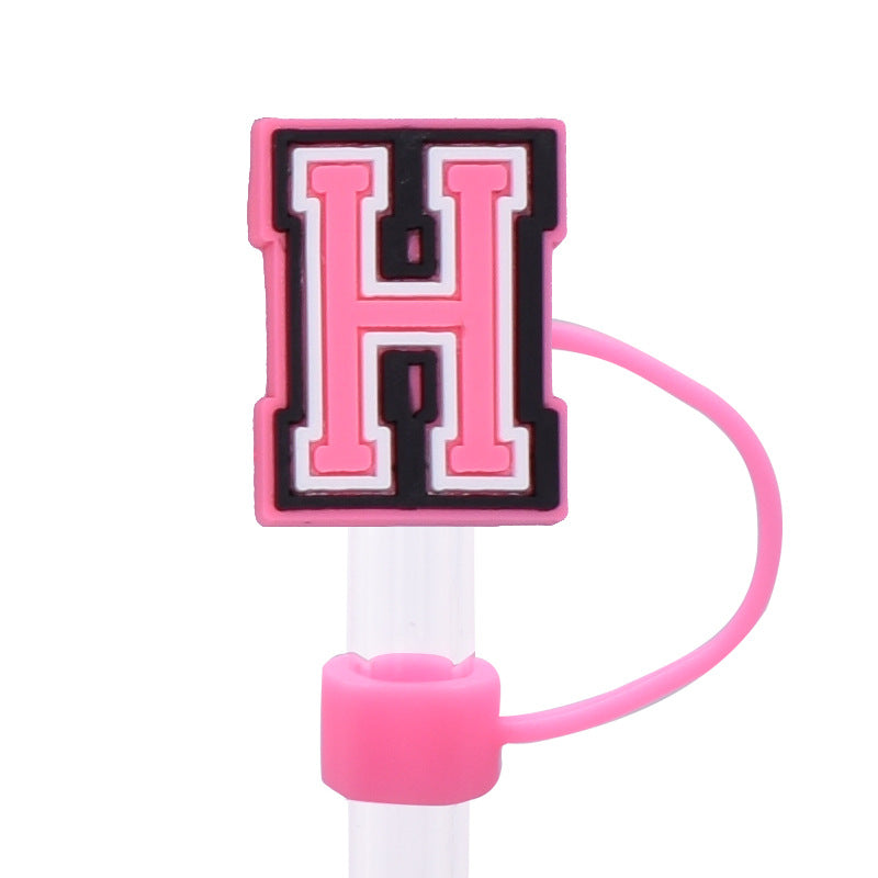 Wholesale Random 100pcs Pink letter cartoon Straw Cover Straw Tube Cap