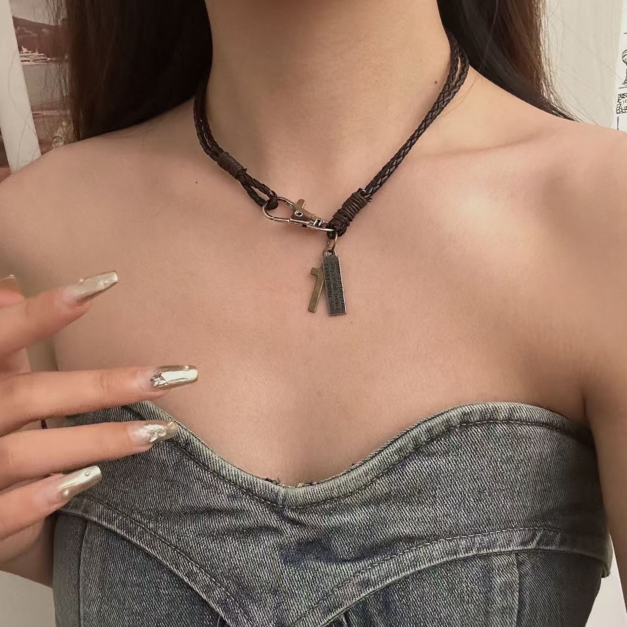 Wholesale Punk Heavy Industrial Cross Long Necklace