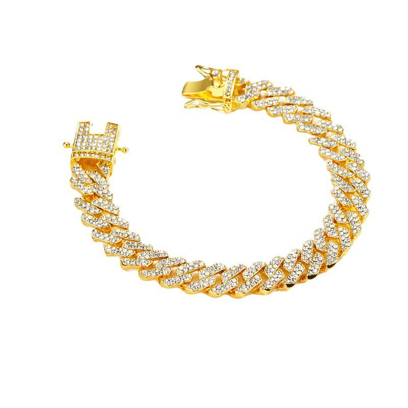 Wholesale full diamond 12mm Cuban chain men's cool necklace