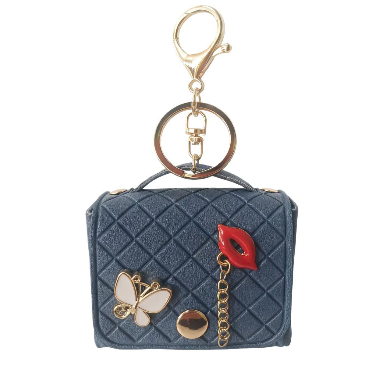 Wholesale Chic PVC Keychain Bag Coin Purse With Lips Butterfly Quilted Pattern Fashion Accessory Gift For Resale
