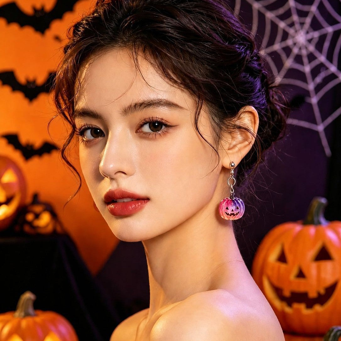 Wholesale Acrylic  Pumpkin Earrings - Trendy Cartoon Jewelry Accessory for Holiday Party