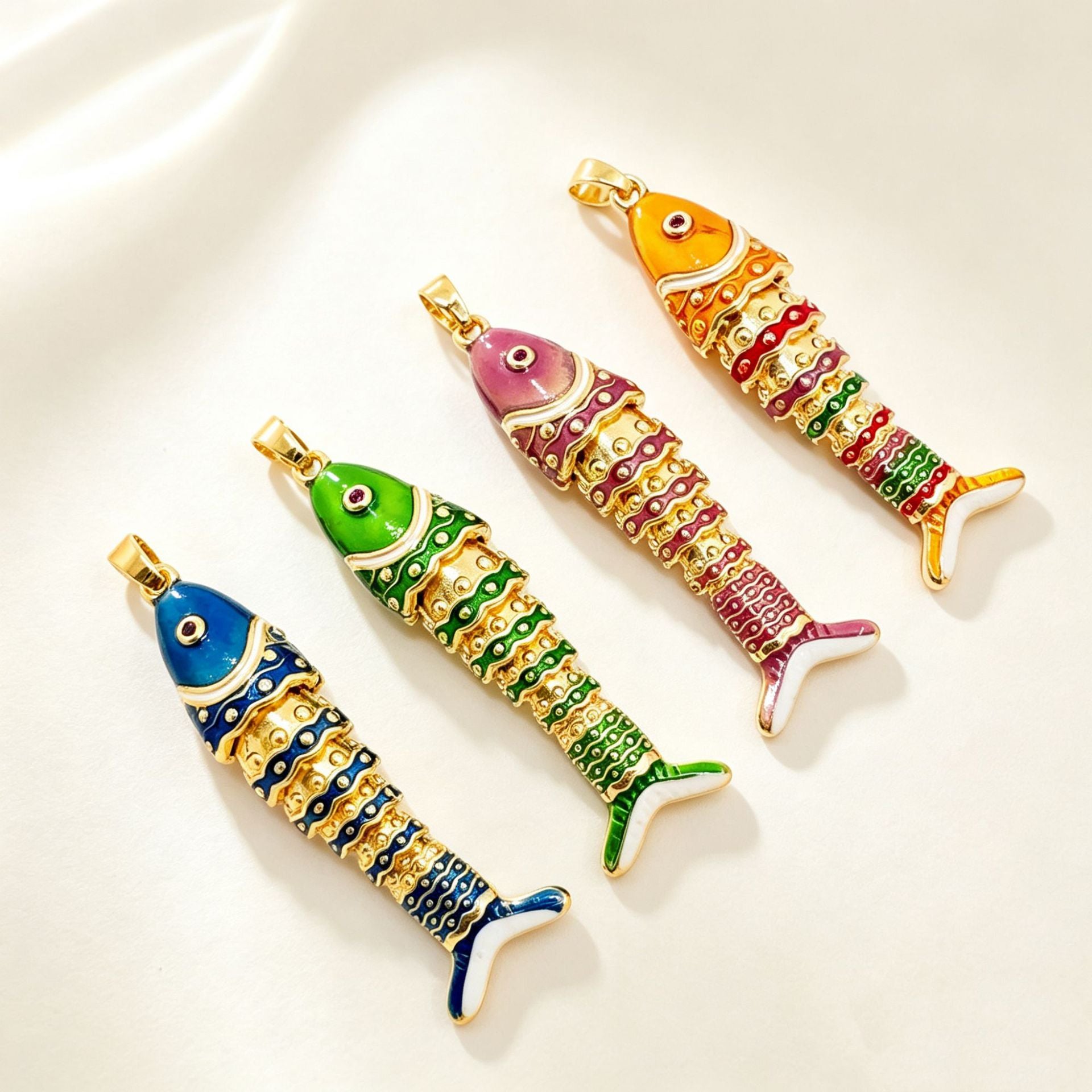 Wholesale Copper Electroplated Fish Pendant Necklace,  Oil-Drip Colorful Design,  Fashion Accessory for Women
