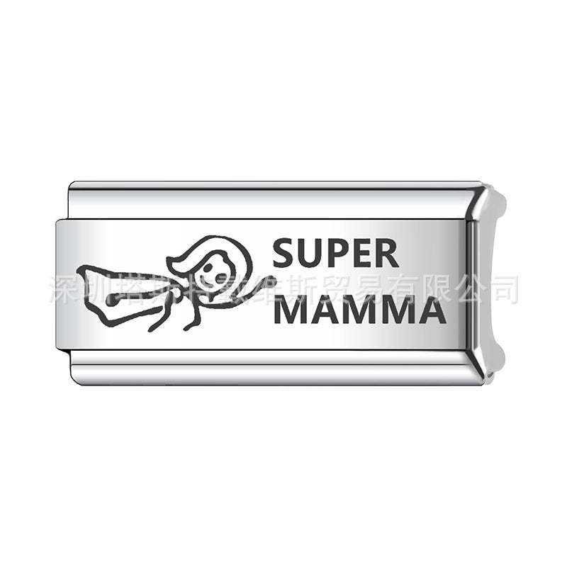 Wholesale   Italian Charm Bracelet 9mm DIY Home Laser Engraving Long Series Creative Stainless Steel Composable Bracelet