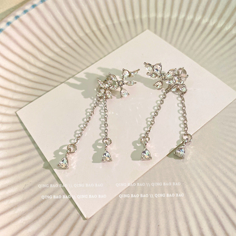 Wholesale Shiny Pearl Bow Tassel Butterfly Copper S925 Silver Needle Earrings Pearl Earrings Bow Earrings ACC-ES-LvSha003