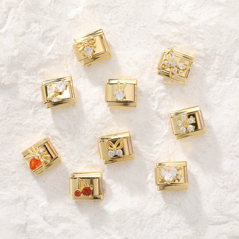 Wholesale Italian Charm Bracelet 9mm DIY Gold Bottom  Creative Stainless Steel Composable Bracelet