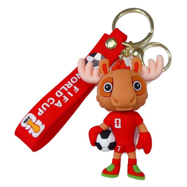 Wholesale PVC Cartoon World Cup Mascot Keychain Pendant Cute Doll Key Ring Car Key Accessory