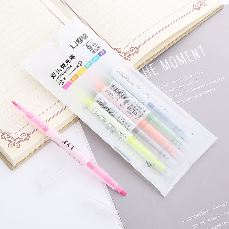 Wholesale Double Head Highlighter Color Marker Bevel Head Plastic Watercolor Pen ACC-PN-Liuj010