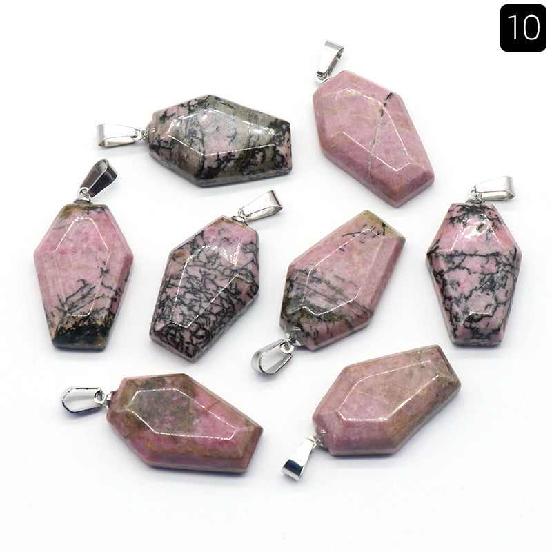 Wholesale Mini Coffin Board Natural Crystal Stone Coffin Board Necklace Pendant ACC-PT-KeSuo004