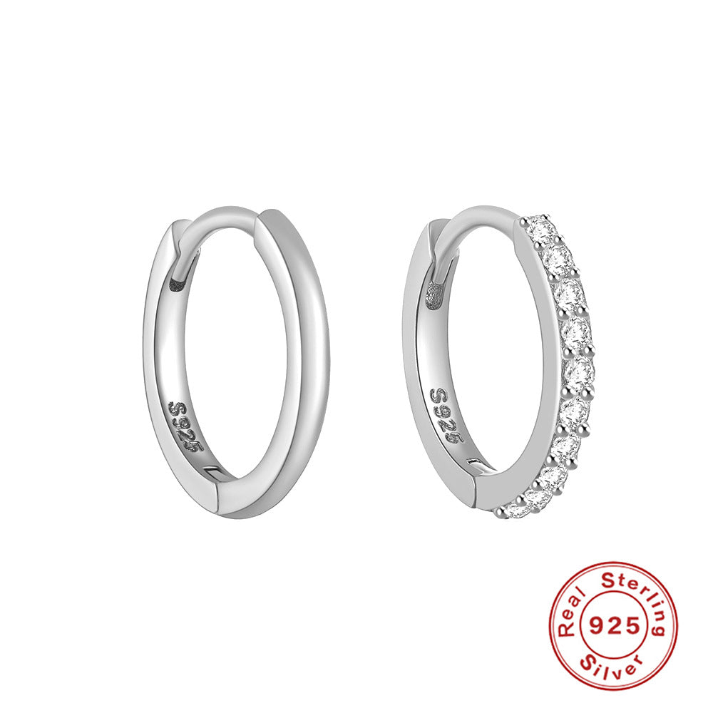 Wholesale S925 sterling silver curved wave two-tone diamond earrings