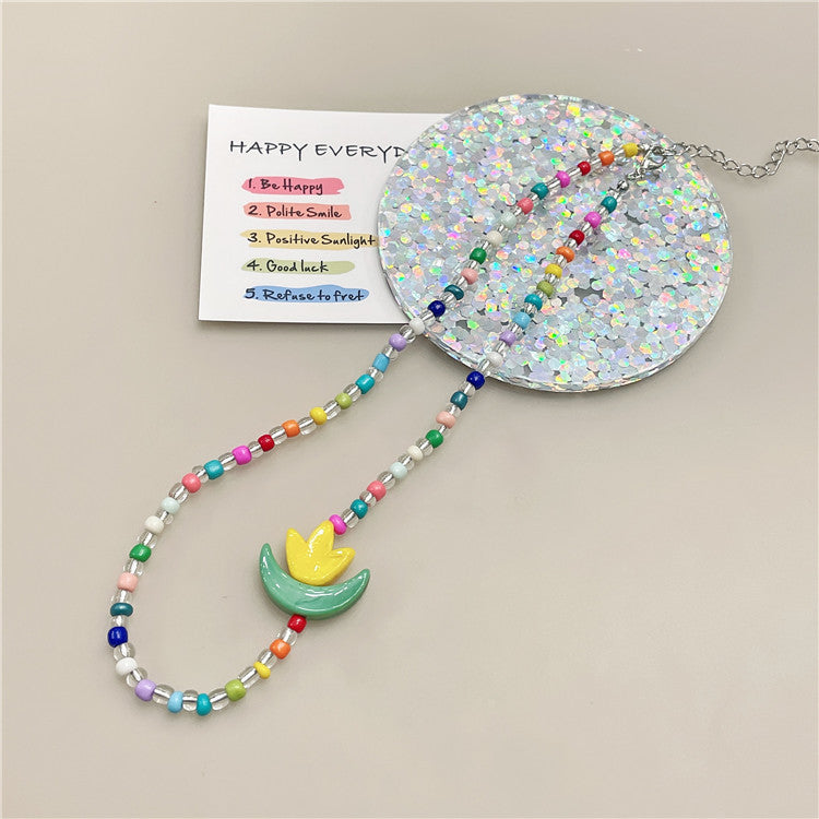 Wholesale  Retro Color Beaded Flower Necklace