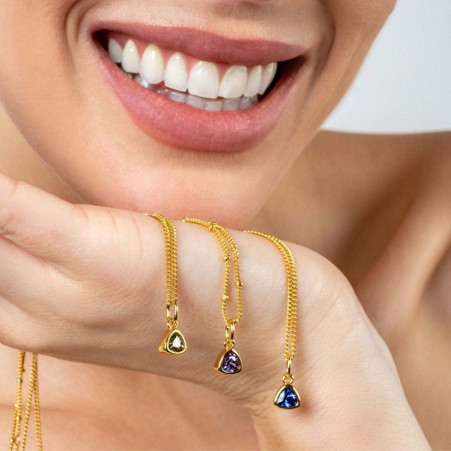 Wholesale DIY Stainless Steel December Birthstone Colored Zirconia Necklace