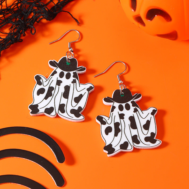 Wholesale Western Cowboy Ghost Halloween Vintage Acrylic Earrings ACC-ES-Haoc006