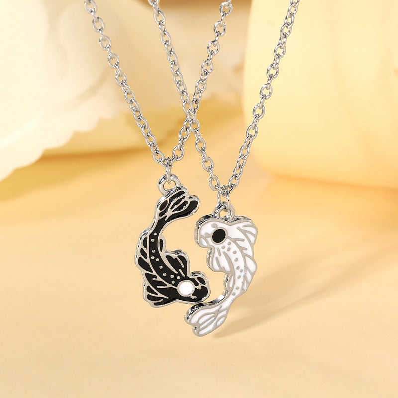 Wholesale Jewelry Tai Chi Eight Gua Fish Necklace Black and White Necklaces