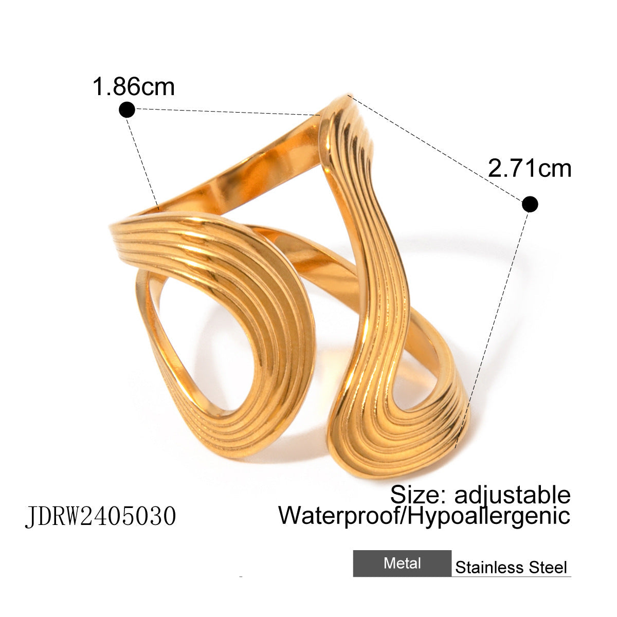 Wholesale Stainless Steel Exaggerated Ring Irregular Jewelry