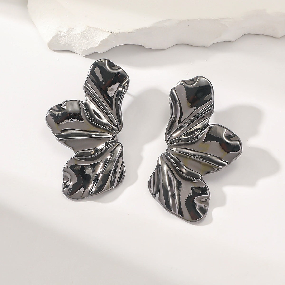 Wholesale Liquid Irregular Leaf Earrings Metal Earrings ACC-ES-CMi017