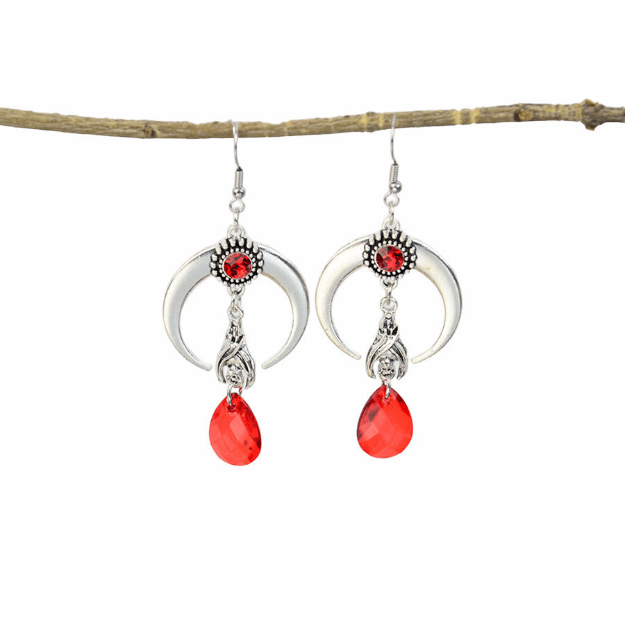 Wholesale Trendy Vampire Bat Moon Pendant Earrings Black Zinc Alloy  Jewelry Accessory