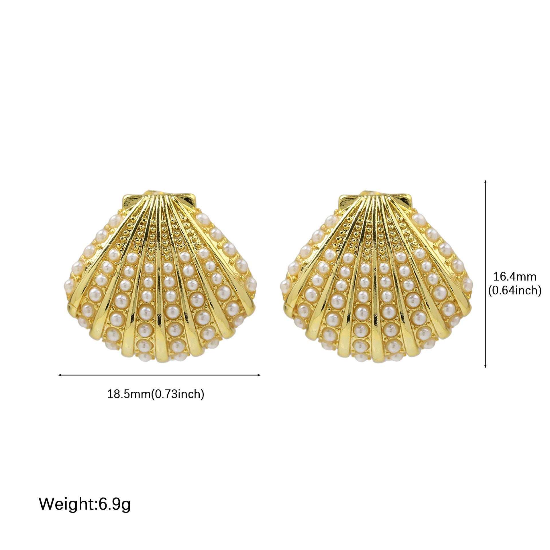 Wholesale Brass Ocean Conch Shell Pearl Earrings