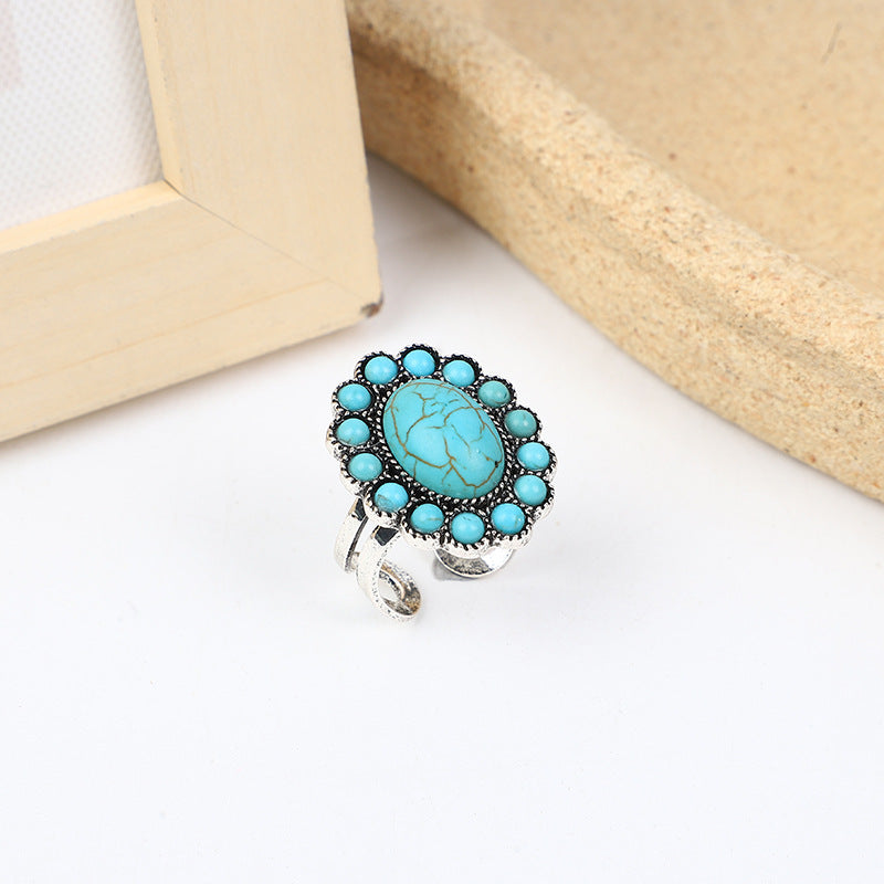 Wholesale Bohemian Western Style Turquoise Rings ACC-RS-Gaoz002