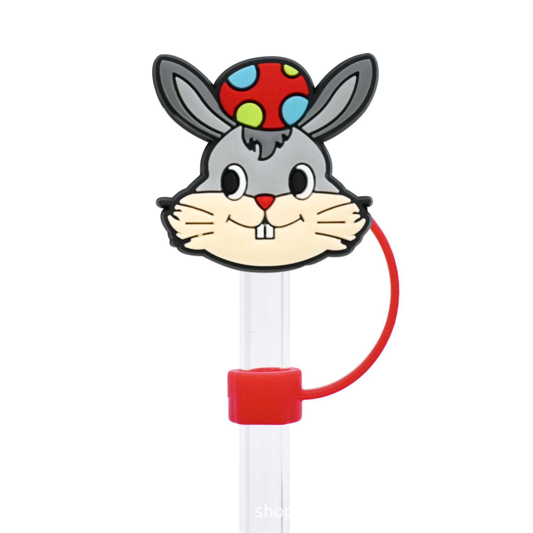 Wholesale Random 50pcs Easter Cute Bunny 10mm PVC Soft Straw Tube Cap