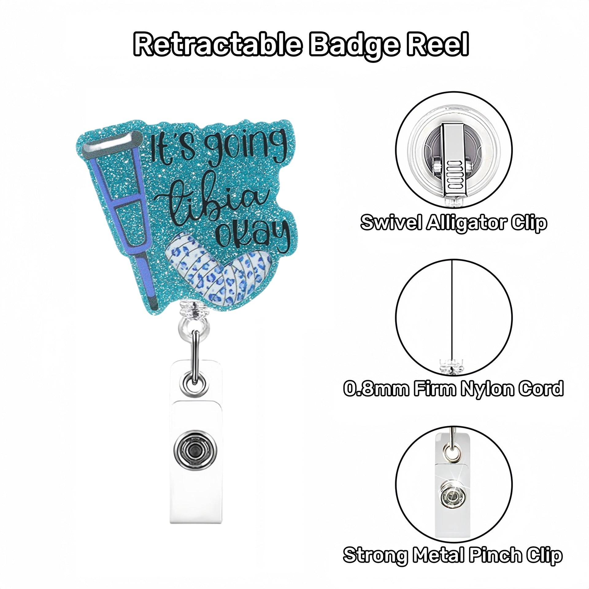 Wholesale Creative pattern acrylic Retractable Rotating Badge Keychain