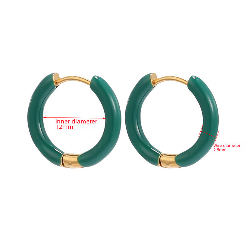 Wholesale 12mm drop oil ear buckle 10 color stainless steel ear ring earrings