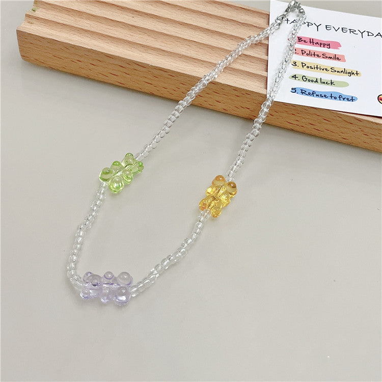 Wholesale  Retro Color Beaded Flower Necklace