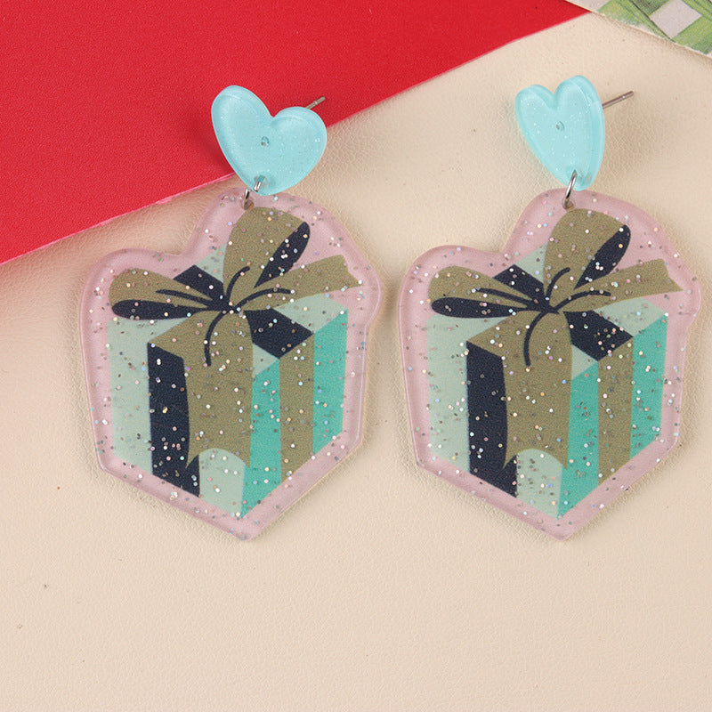 Wholesale Christmas Cartoon Acrylic Christmas Tree Deer Snowflake  Earrings