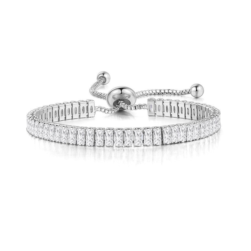 Wholesale Copper Inlaid Zircon Geometric Adjustable Bracelet for Women Fashion Accessory