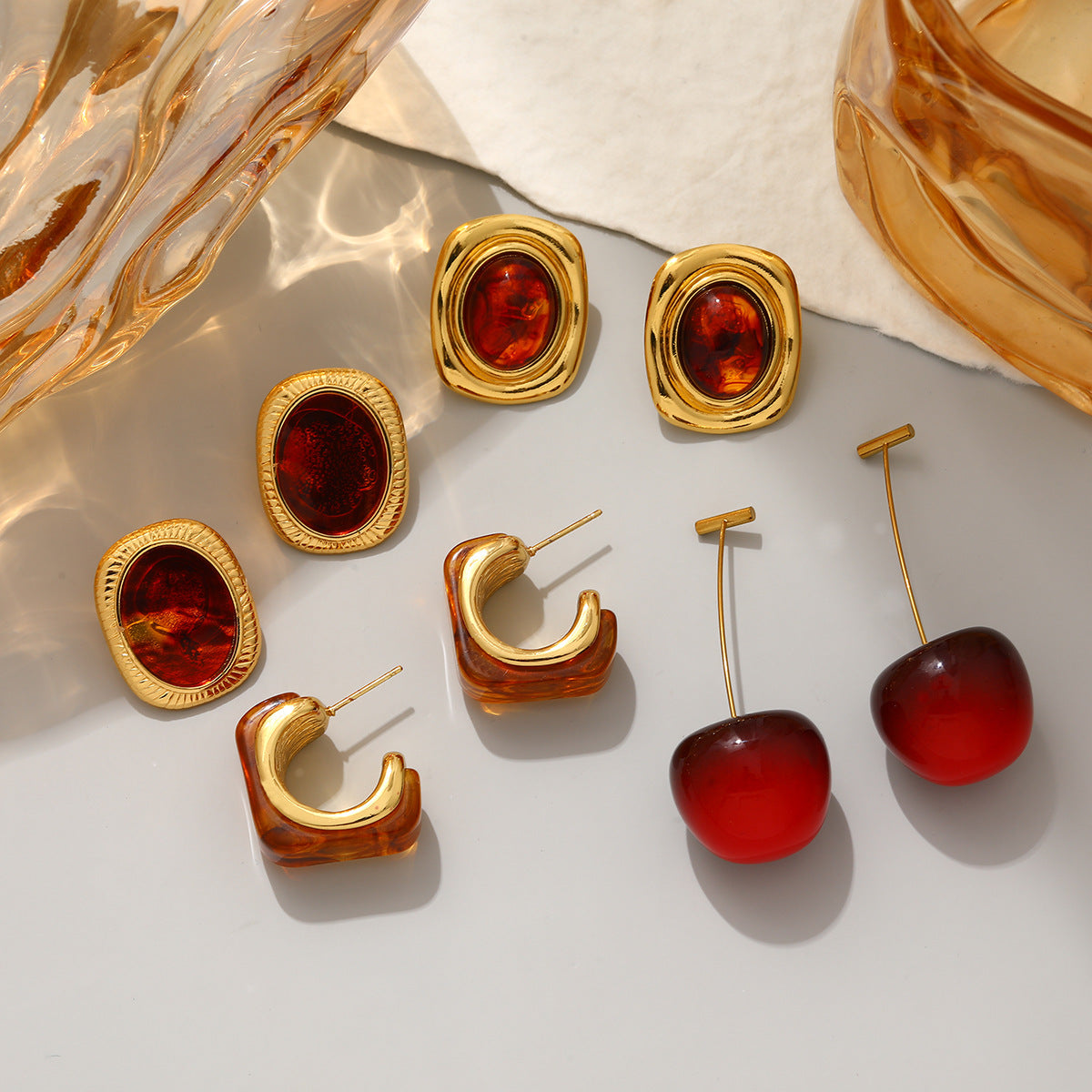 Wholesale Versatile Red Stainless steel Stud Earrings