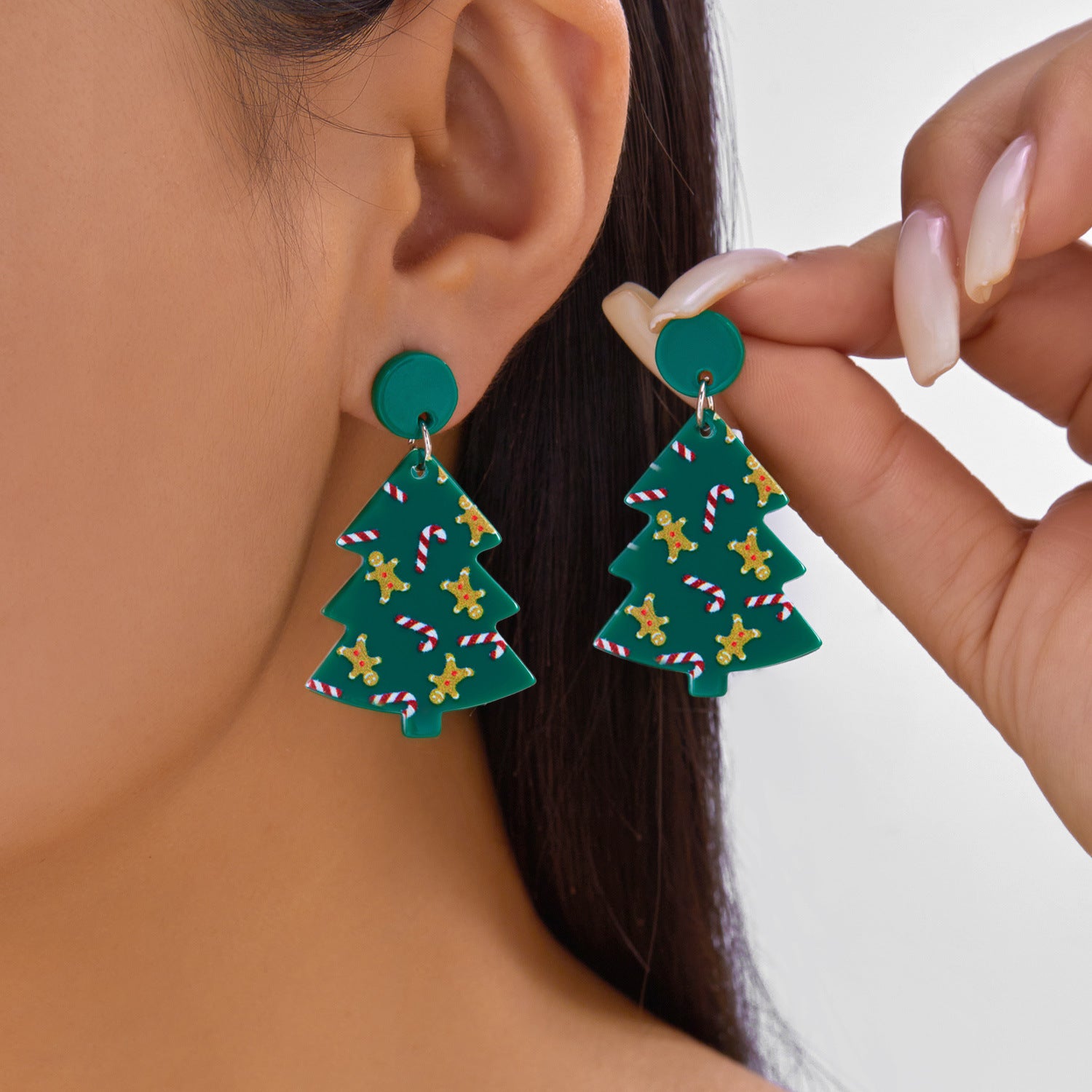 Wholesale Christmas Acrylic Colorful Christmas Tree Snowman Earrings