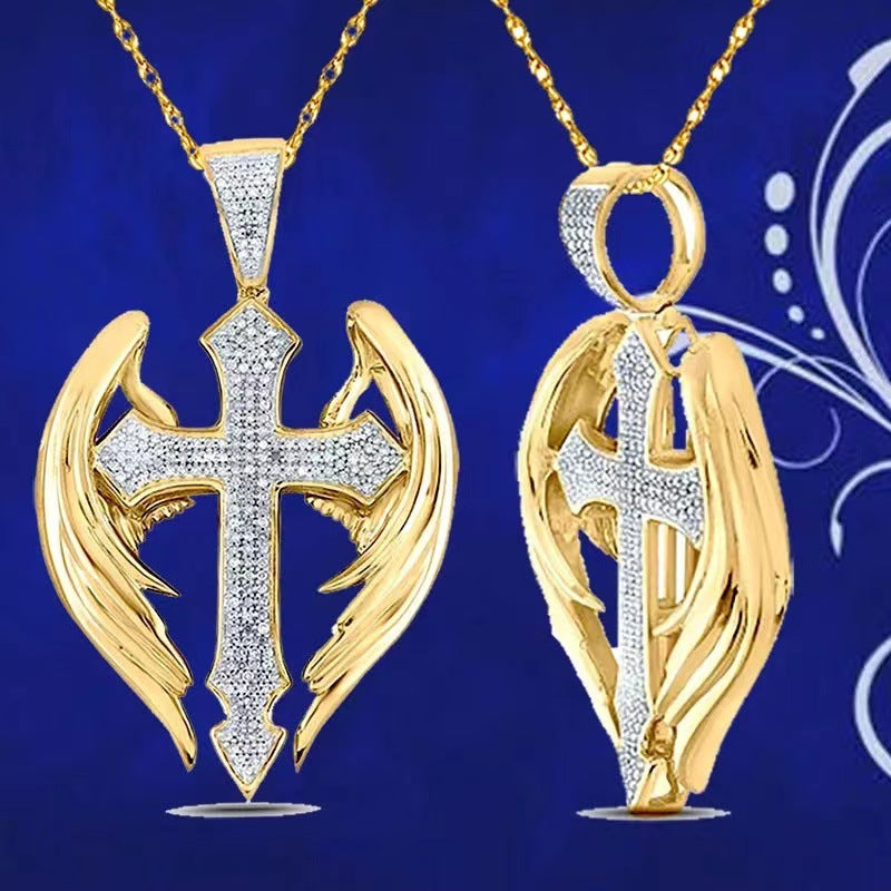 Wholesale  cross retro necklace fairy wings necklace