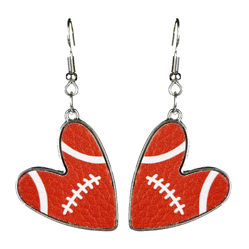 Wholesale 2 Pairs/pack Love Metal Earrings Multi-color Football Mother's Day Earrings ACC-ES-HY135