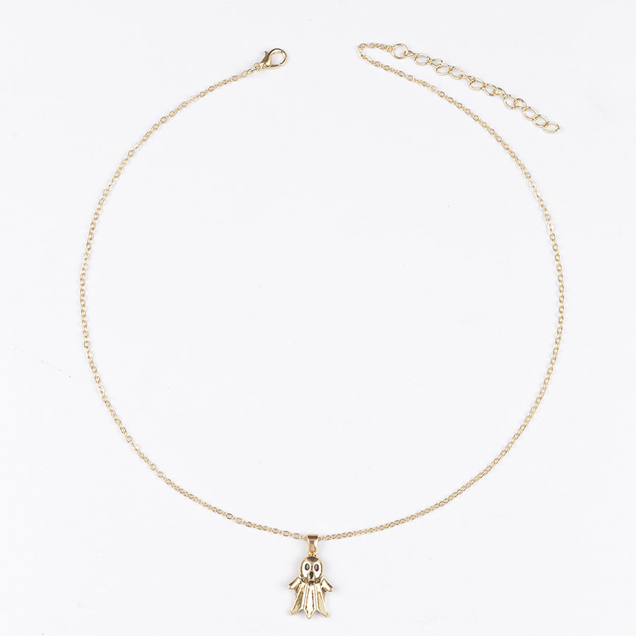 Wholesale  Ghost Pendant Earrings Necklace Set In Gold Zinc Alloy Party Fashion Accessory