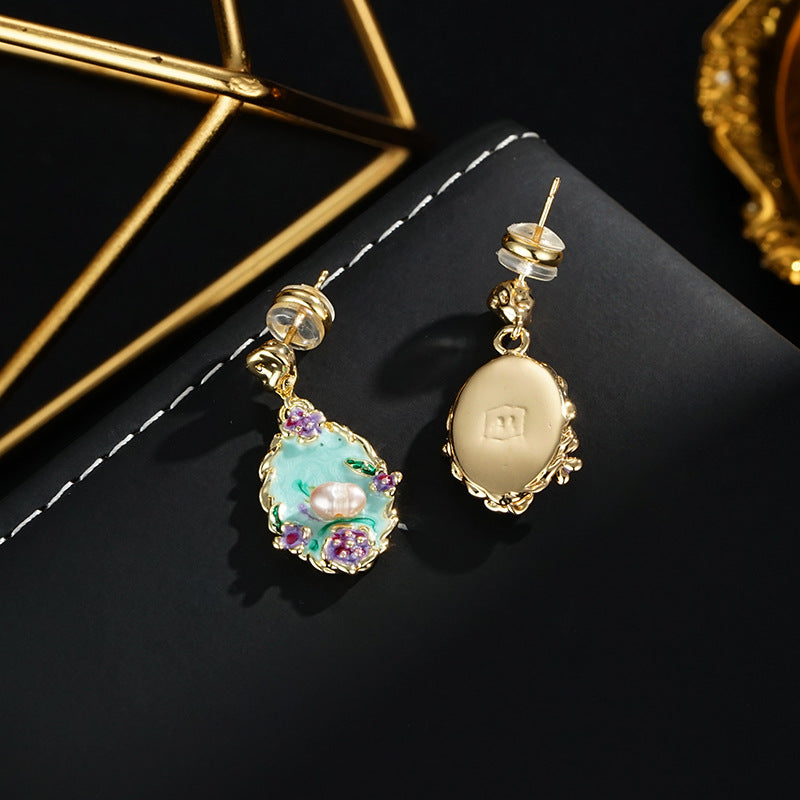 Wholesale color fashion retro oil painting wind  water beads earrings