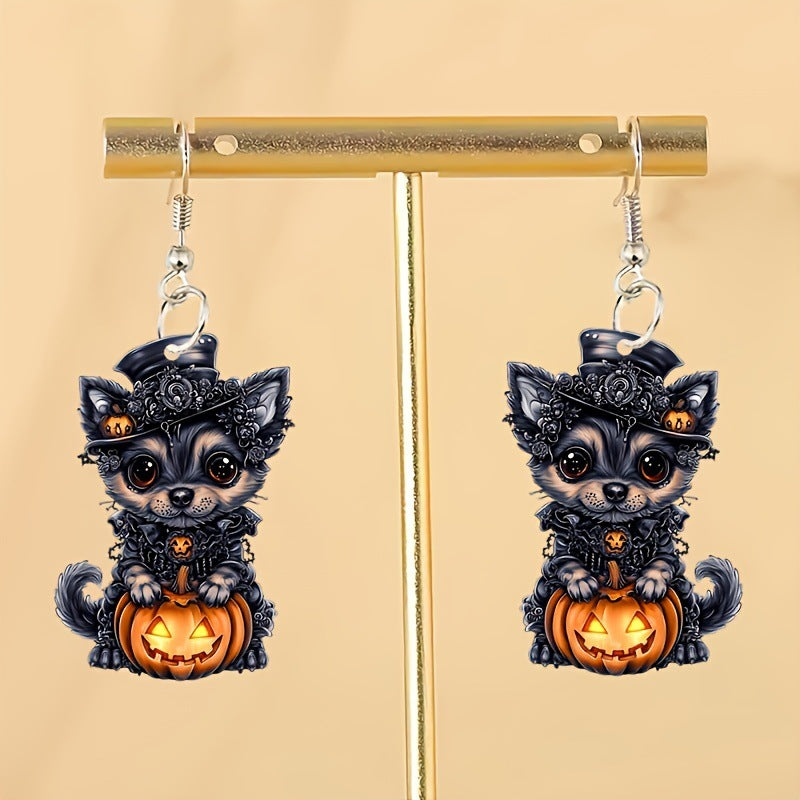 Wholesale Acrylic  Earrings Cute Cartoon Pumpkin Ghost Dark Style Party Jewelry Accessory